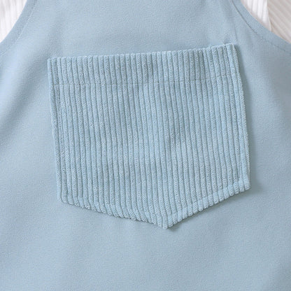 2021-06-19 Lioraitiin 0-18M Infant Baby Girl 2Pcs Autumn Clothing Long Sleeve Solid Romper Top Suspender Skirt 2Colors