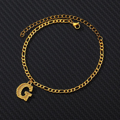 Large Initial Letter Anklets For Women Stainless Steel Letter A-Z Anklet Bracelet Foot Beach Summer Jewelry Gift bijoux Femme