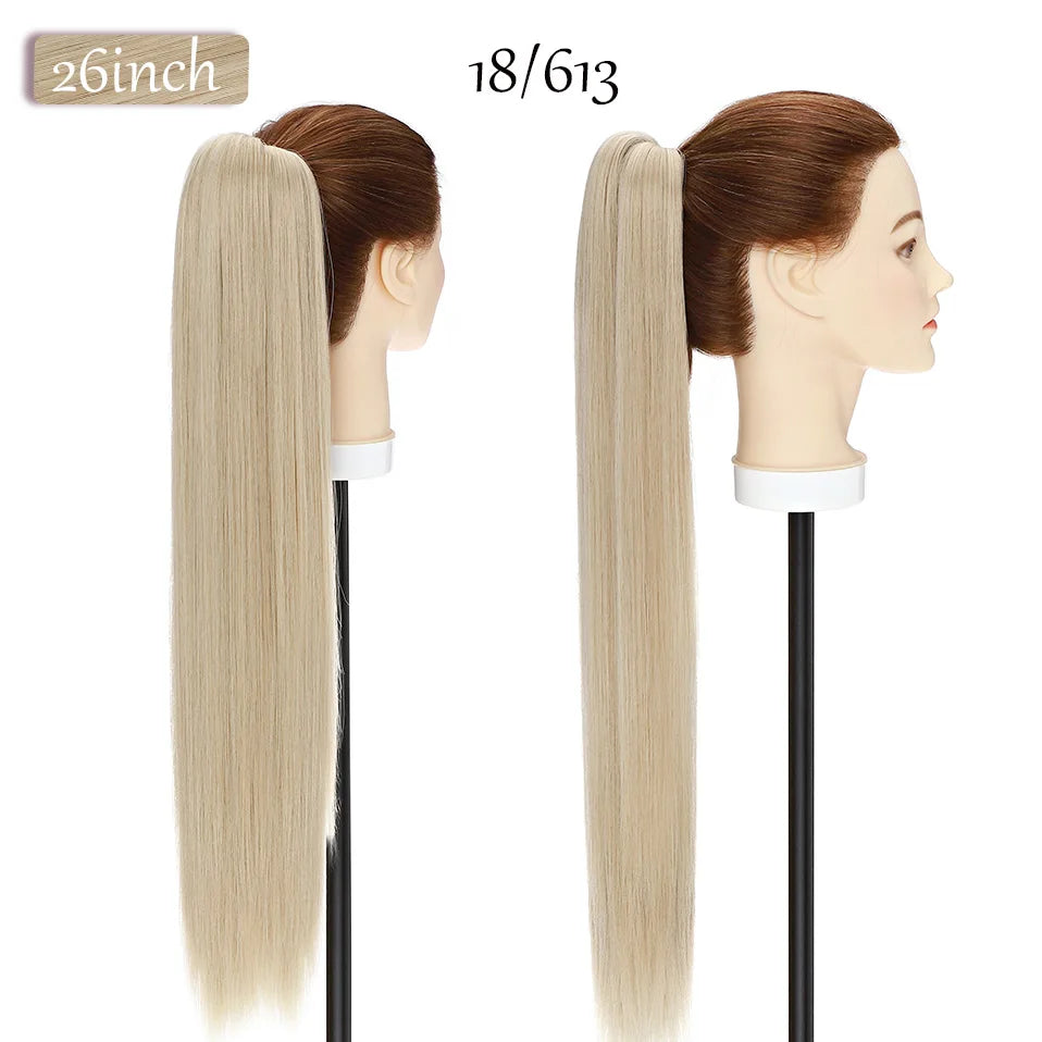 S-noilite Synthetic 12-26inch Claw Clip On Ponytail Hair Extension Ponytail Extension Hair For Women Pony Tail Hair Hairpiece