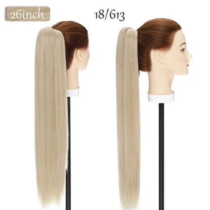 S-noilite Synthetic 12-26inch Claw Clip On Ponytail Hair Extension Ponytail Extension Hair For Women Pony Tail Hair Hairpiece