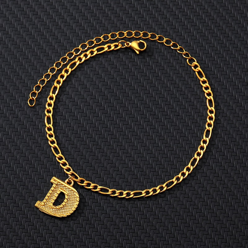 Large Initial Letter Anklets For Women Stainless Steel Letter A-Z Anklet Bracelet Foot Beach Summer Jewelry Gift bijoux Femme