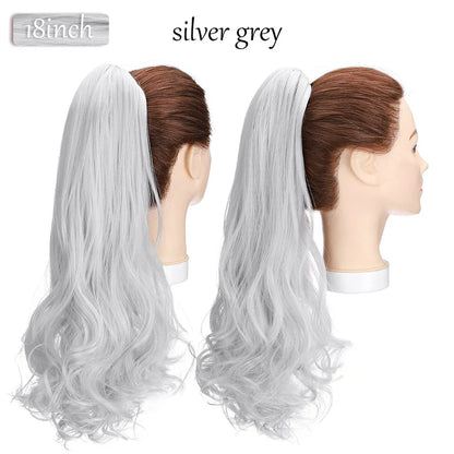 S-noilite Synthetic 12-26inch Claw Clip On Ponytail Hair Extension Ponytail Extension Hair For Women Pony Tail Hair Hairpiece