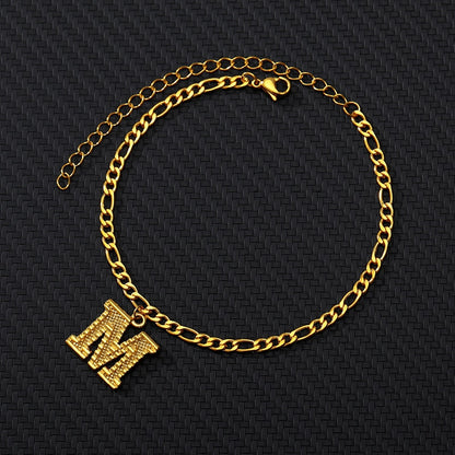Large Initial Letter Anklets For Women Stainless Steel Letter A-Z Anklet Bracelet Foot Beach Summer Jewelry Gift bijoux Femme