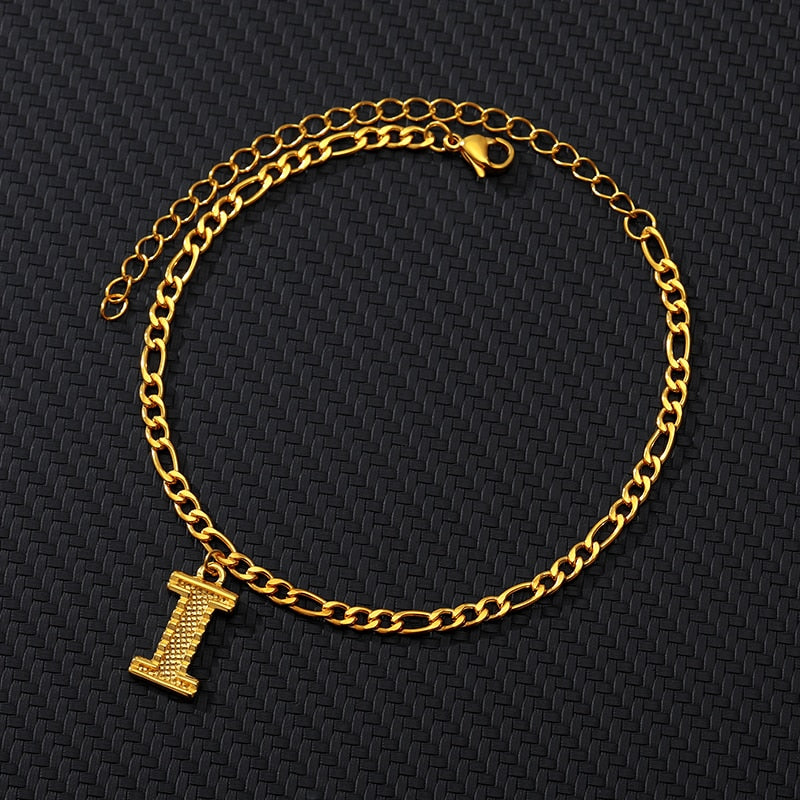Large Initial Letter Anklets For Women Stainless Steel Letter A-Z Anklet Bracelet Foot Beach Summer Jewelry Gift bijoux Femme