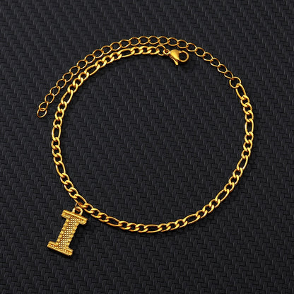 Large Initial Letter Anklets For Women Stainless Steel Letter A-Z Anklet Bracelet Foot Beach Summer Jewelry Gift bijoux Femme