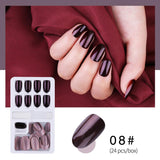 New Hot Reusable Stick-On-Nails 24PCS Reusable Full Cover False Nail Artificial Tips Press On Nails Art Stick on Nails Tips