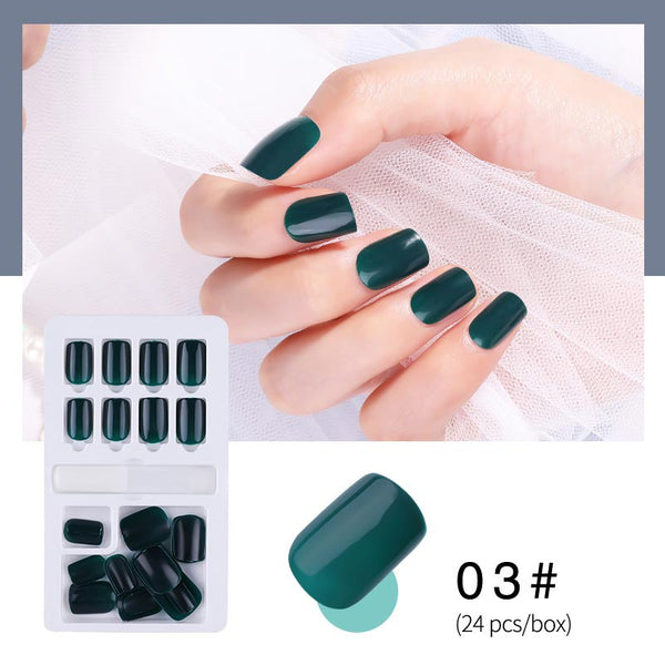 New Hot Reusable Stick-On-Nails 24PCS Reusable Full Cover False Nail Artificial Tips Press On Nails Art Stick on Nails Tips