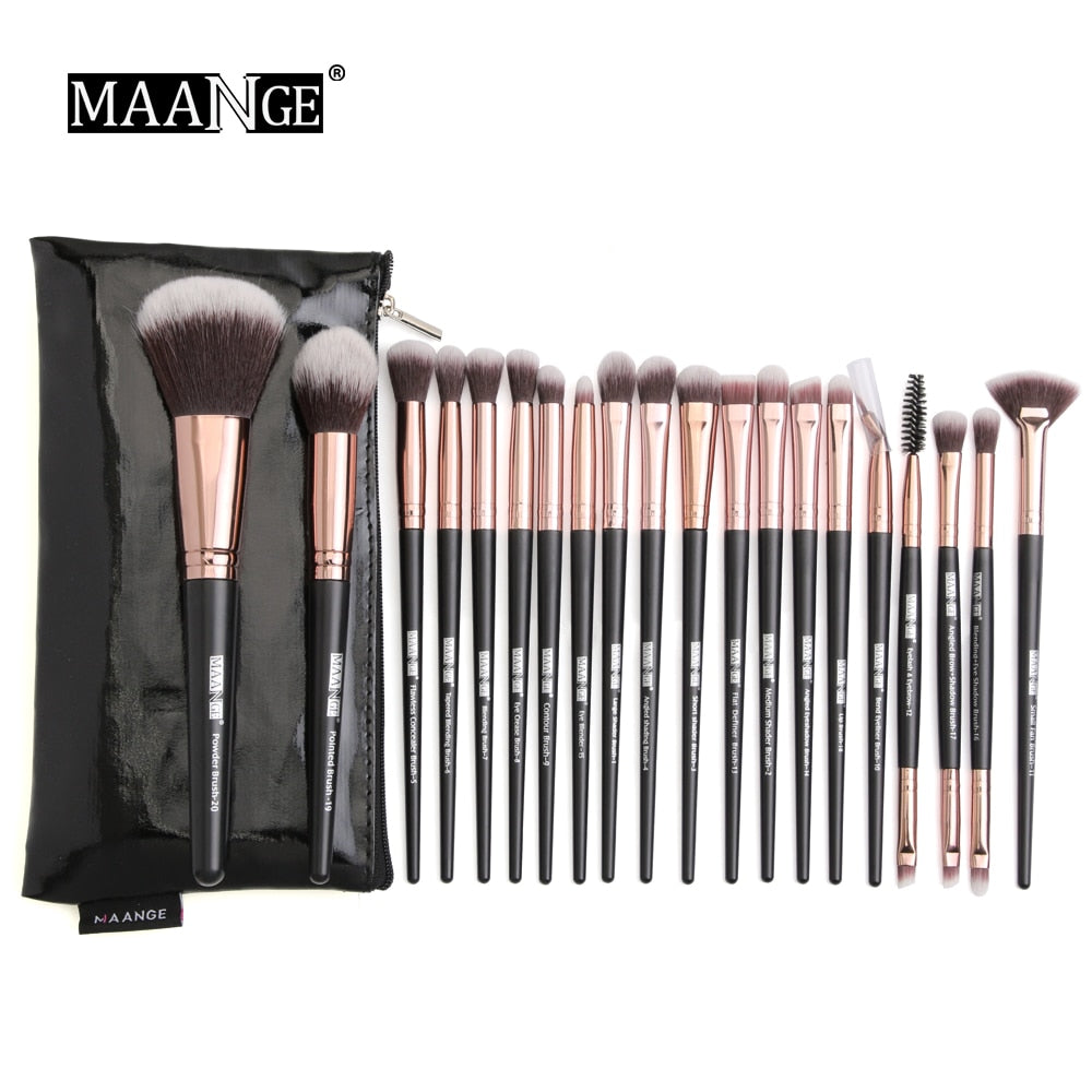 MAANGE-Ensemble de pinceaux de maquillage avec sac, poudre, fard à barrage, mélange, eyeliner, cils, Jules, portable, Pro, 12/20 pièces
