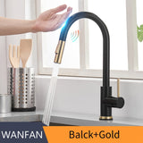 Pull Out Black Sensor Kitchen Faucets Stainless Steel Smart Induction Mixed Tap Touch Control Sink Tap