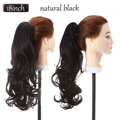 S-noilite Synthetic 12-26inch Claw Clip On Ponytail Hair Extension Ponytail Extension Hair For Women Pony Tail Hair Hairpiece