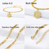 A-Z Initial Letter Anklets For Women Stainless Steel Anklet  21cm + 10cm Figaro Chain Summer Beach Accessories Jewelry Gift