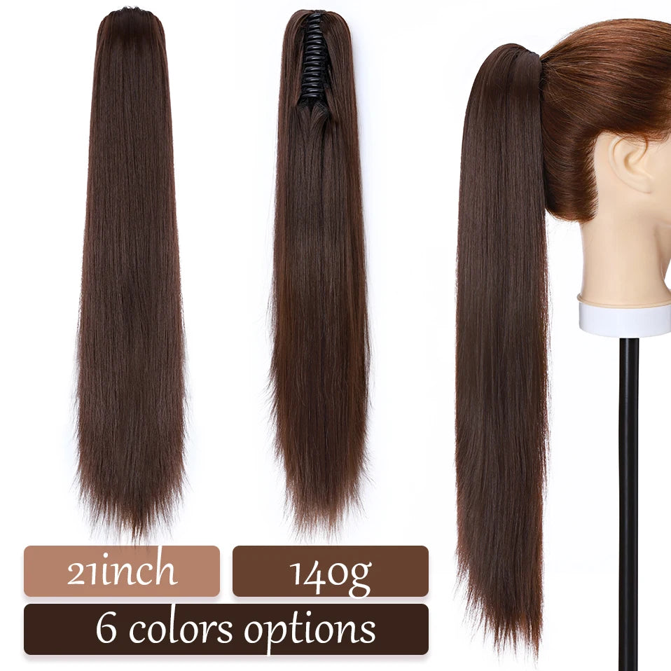 S-noilite Synthetic 12-26inch Claw Clip On Ponytail Hair Extension Ponytail Extension Hair For Women Pony Tail Hair Hairpiece