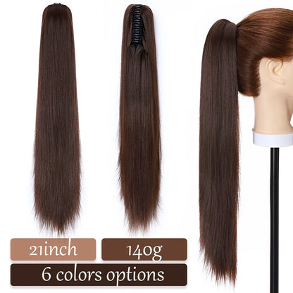 S-noilite Synthetic 12-26inch Claw Clip On Ponytail Hair Extension Ponytail Extension Hair For Women Pony Tail Hair Hairpiece
