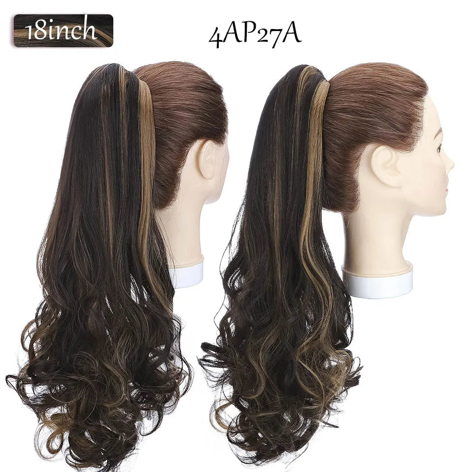 S-noilite Synthetic 12-26inch Claw Clip On Ponytail Hair Extension Ponytail Extension Hair For Women Pony Tail Hair Hairpiece