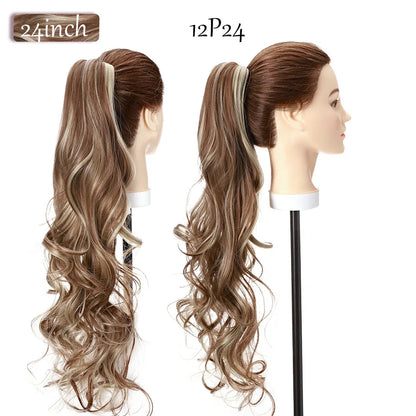 S-noilite Synthetic 12-26inch Claw Clip On Ponytail Hair Extension Ponytail Extension Hair For Women Pony Tail Hair Hairpiece