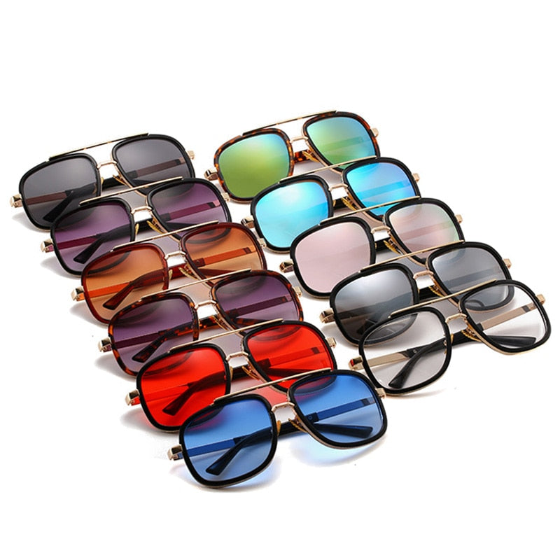 SHAUNA Double Bridges Fashion Square Sunglasses Brand Designer Outdoor Sun Glasses Shades UV400