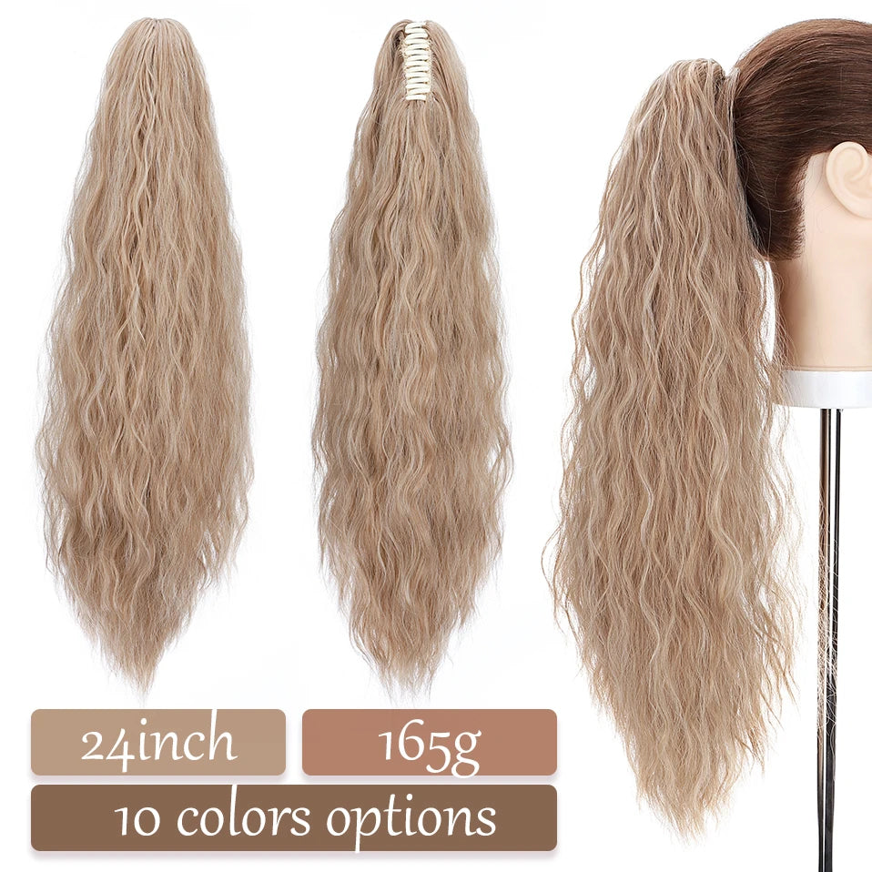 S-noilite Synthetic 12-26inch Claw Clip On Ponytail Hair Extension Ponytail Extension Hair For Women Pony Tail Hair Hairpiece