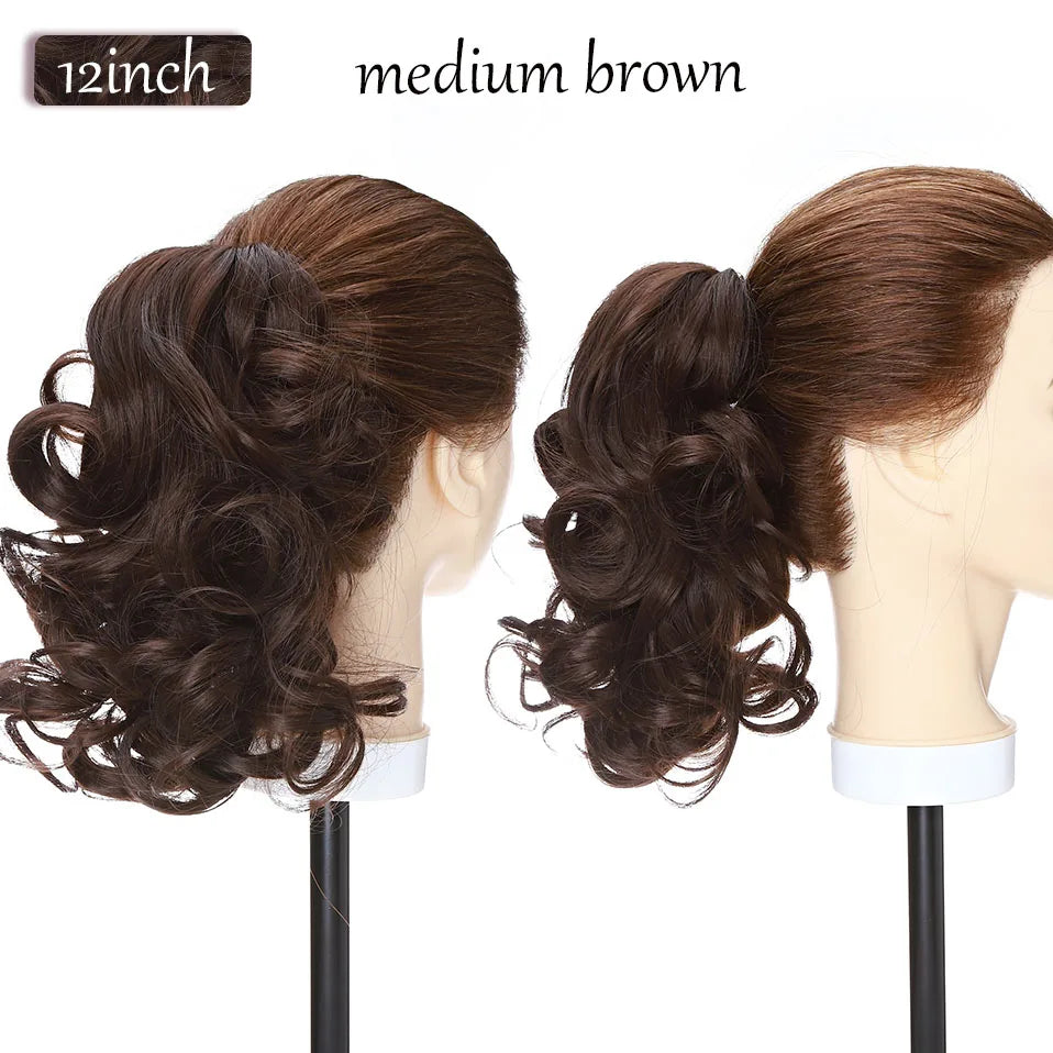 S-noilite Synthetic 12-26inch Claw Clip On Ponytail Hair Extension Ponytail Extension Hair For Women Pony Tail Hair Hairpiece