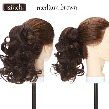 S-noilite Synthetic 12-26inch Claw Clip On Ponytail Hair Extension Ponytail Extension Hair For Women Pony Tail Hair Hairpiece
