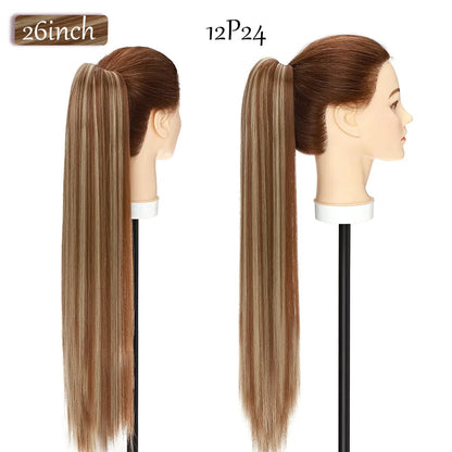 S-noilite Synthetic 12-26inch Claw Clip On Ponytail Hair Extension Ponytail Extension Hair For Women Pony Tail Hair Hairpiece
