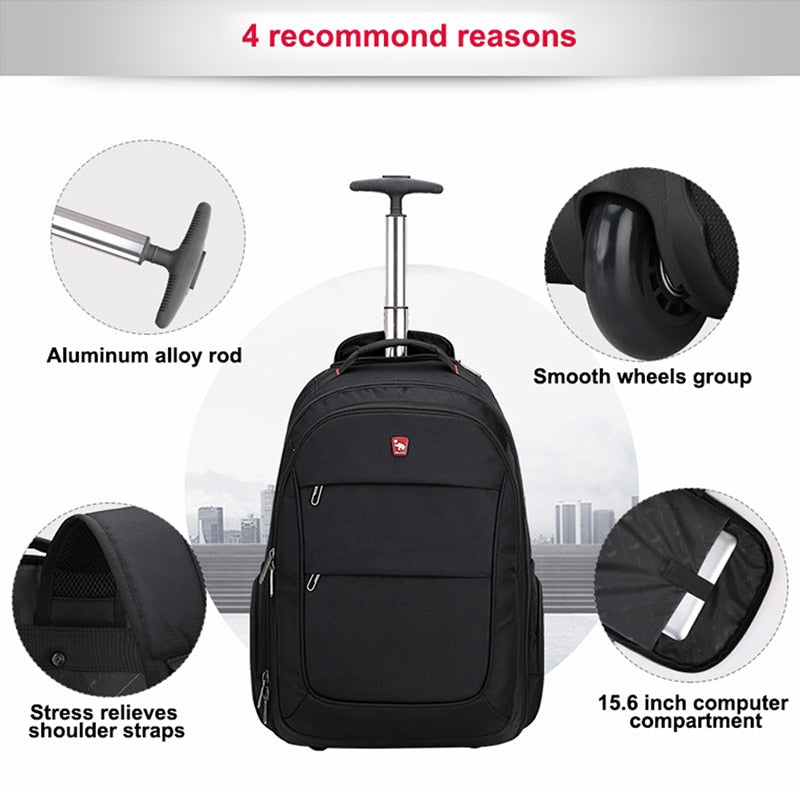 OIWAS Travel Bag on Wheels Men&#39;s Trolley Backpack Business Large Capacity Gym Sport Bags Travel Luggage Sets For Women Teens