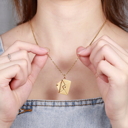 Love Letter Envelope Pendant Necklace Customized Stainless Steel Jewelry Confession Love You for Valentine Day Mother Day Gift