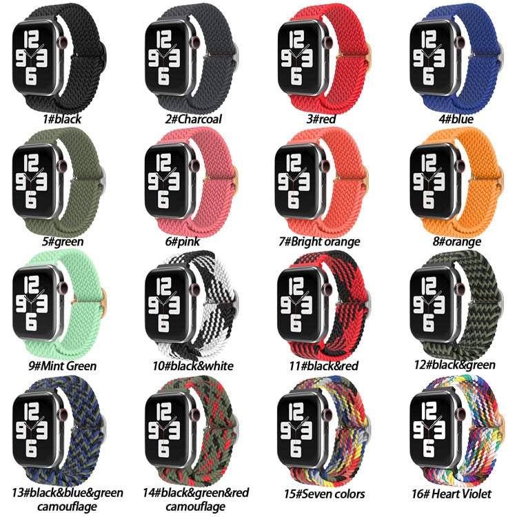 Nylon Braided Solo Loop Strap for Apple Watch Band 38mm 40mm 42mm 44mm Sport Elastics Wristband for iWatch Series 6/5/4/3/2/1/SE