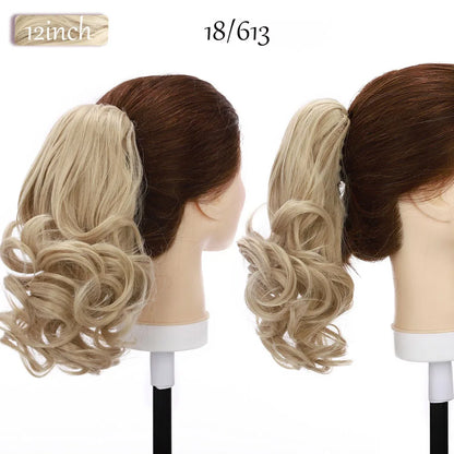 S-noilite Synthetic 12-26inch Claw Clip On Ponytail Hair Extension Ponytail Extension Hair For Women Pony Tail Hair Hairpiece