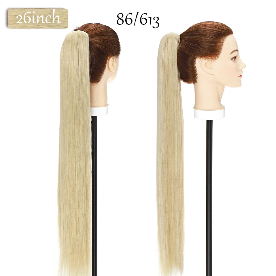 S-noilite Synthetic 12-26inch Claw Clip On Ponytail Hair Extension Ponytail Extension Hair For Women Pony Tail Hair Hairpiece