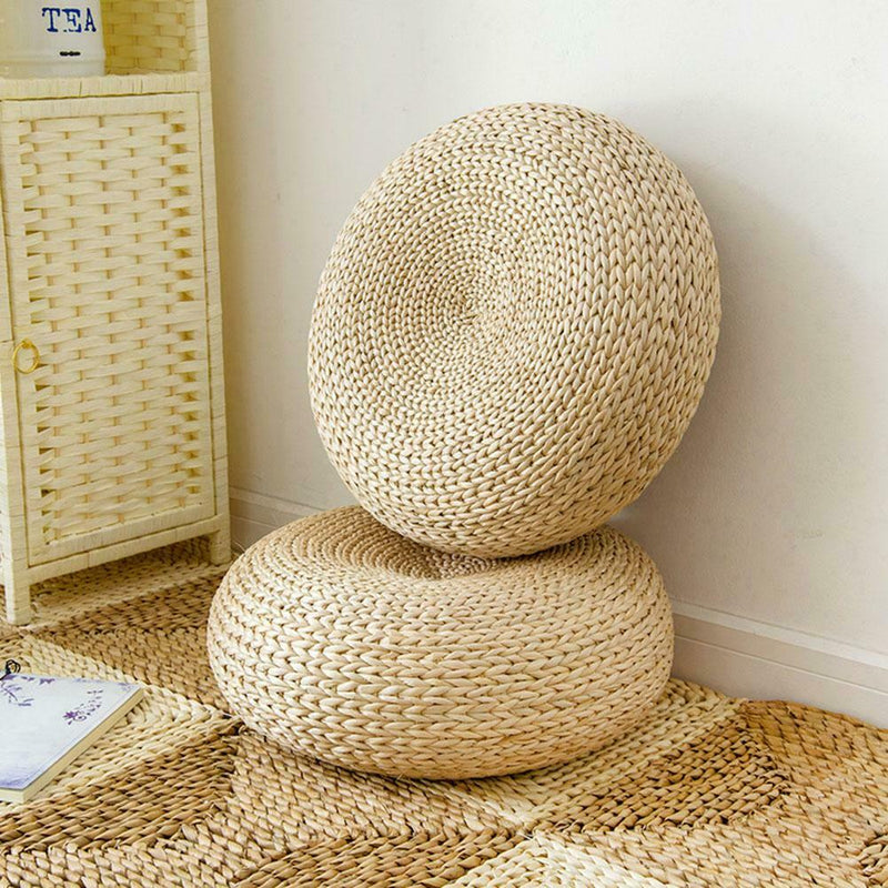 Natural Straw Round Ottoman Tatami Cushion Floor Chair Cushion Yoga Meditation Round Japanese Sitting Pad