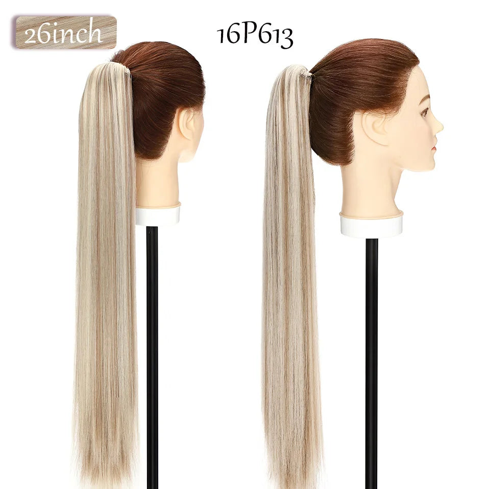 S-noilite Synthetic 12-26inch Claw Clip On Ponytail Hair Extension Ponytail Extension Hair For Women Pony Tail Hair Hairpiece