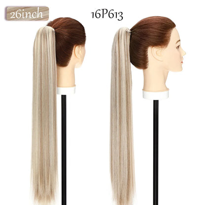 S-noilite Synthetic 12-26inch Claw Clip On Ponytail Hair Extension Ponytail Extension Hair For Women Pony Tail Hair Hairpiece