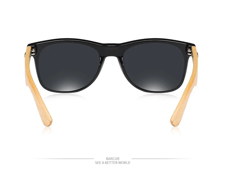 BARCUR Polarized Glasses Men Bamboo Wood Sun Glasses Women Fashion Mirror Sunglasses Brand Designer Eyewear