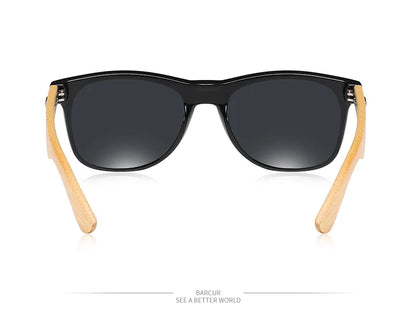 BARCUR Polarized Glasses Men Bamboo Wood Sun Glasses Women Fashion Mirror Sunglasses Brand Designer Eyewear