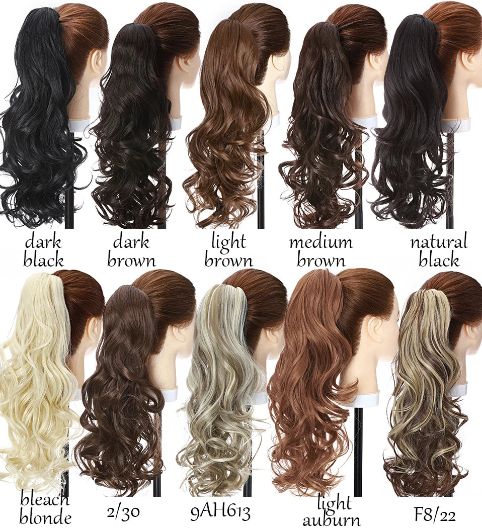 S-noilite Synthetic 12-26inch Claw Clip On Ponytail Hair Extension Ponytail Extension Hair For Women Pony Tail Hair Hairpiece