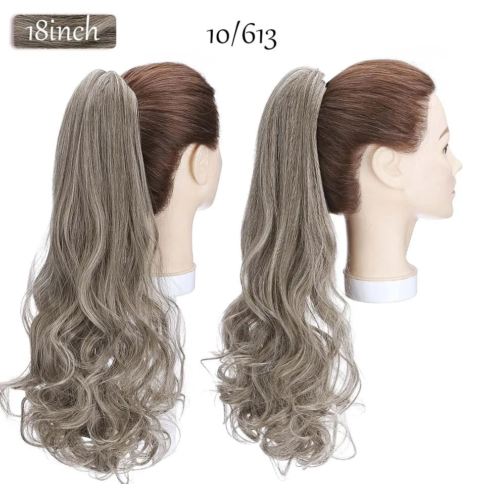 S-noilite Synthetic 12-26inch Claw Clip On Ponytail Hair Extension Ponytail Extension Hair For Women Pony Tail Hair Hairpiece