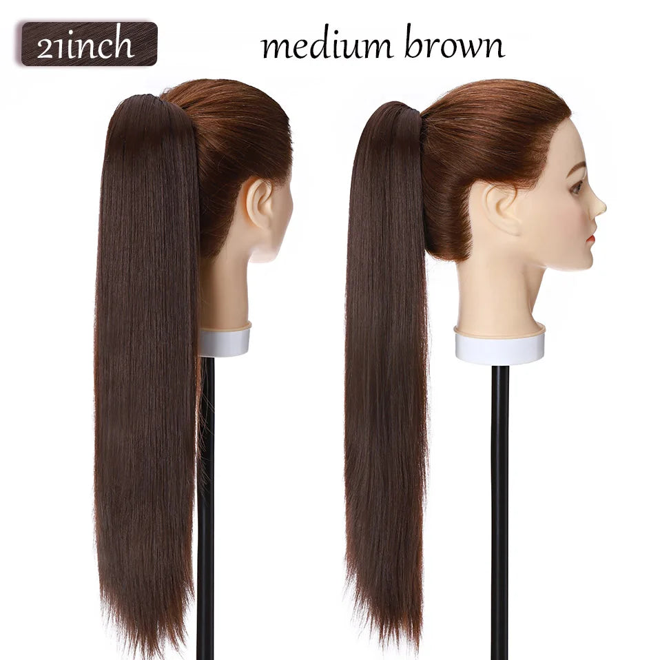 S-noilite Synthetic 12-26inch Claw Clip On Ponytail Hair Extension Ponytail Extension Hair For Women Pony Tail Hair Hairpiece