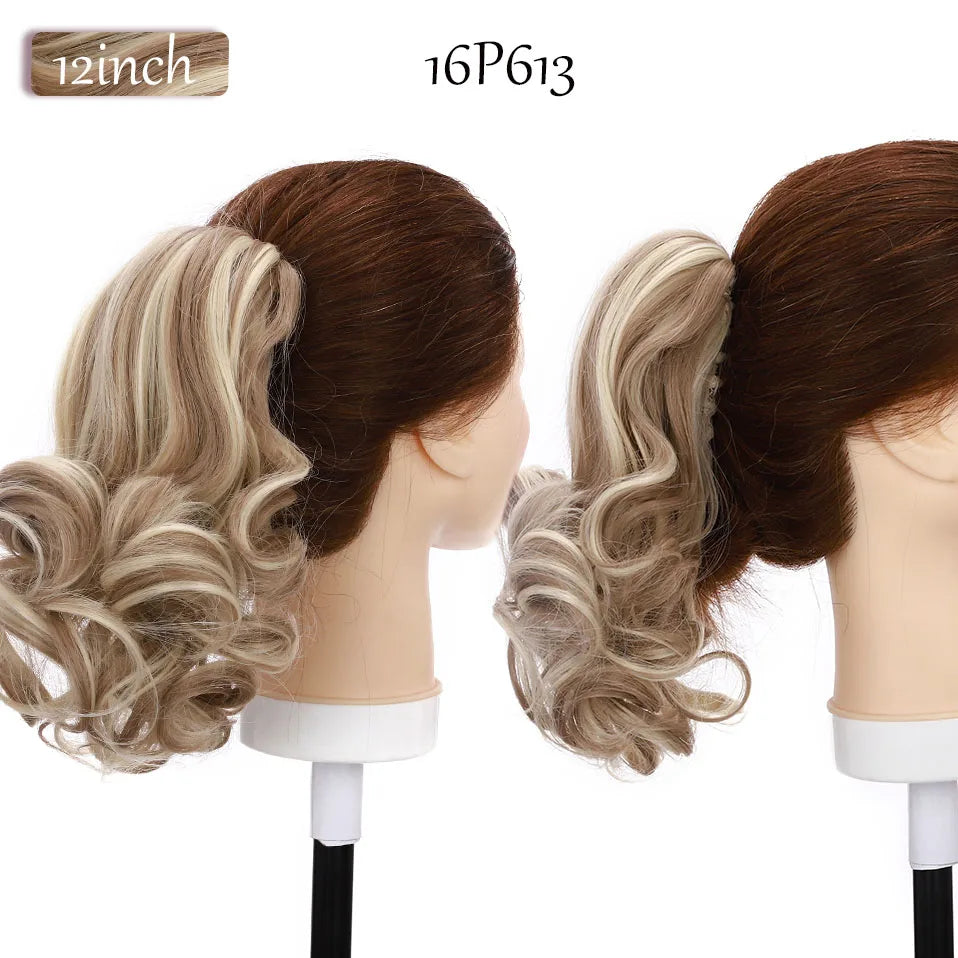 S-noilite Synthetic 12-26inch Claw Clip On Ponytail Hair Extension Ponytail Extension Hair For Women Pony Tail Hair Hairpiece