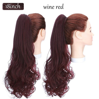 S-noilite Synthetic 12-26inch Claw Clip On Ponytail Hair Extension Ponytail Extension Hair For Women Pony Tail Hair Hairpiece