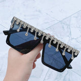 Diamond Square Sunglasses Women Rhinestone Oversized Sunglasses Men  Luxury Brand Eyewear Retro Glasses One Piece Sun Glass