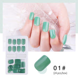 New Hot Reusable Stick-On-Nails 24PCS Reusable Full Cover False Nail Artificial Tips Press On Nails Art Stick on Nails Tips