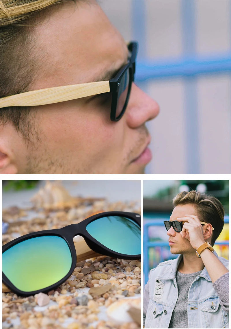 BOBO BIRD Sunglasses Women Men Summer Vintage Black Square Lady Wood Mirrored Polarized Sun glasses gafas de sol mujer