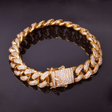 Bubble Letter Miami Cuban Link Bracelet for Men Real Gold Plated Hip Hop Jewelry