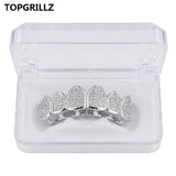 TOPGRILLZ Classic 6/6 Hip Hop/Punk Teeth Grillz Set Gold Silver Color Top & Bottom Grills Dental Mouth Caps Cosplay Party