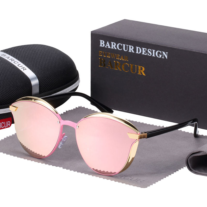 BARCUR Luxury Polarized Sunglasses Women Round Sun Glassess Ladies Lunette De Soleil Femme