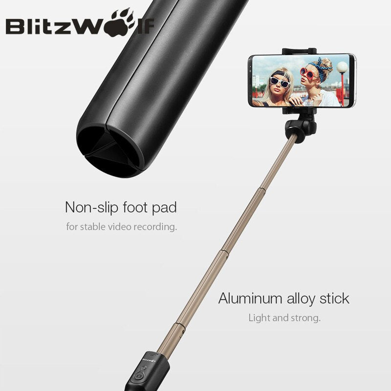 BlitzWolf BW-BS3 bluetooth-compatible Selfie Stick Tripod Remote Control Flexible Selfie Stick Stabilizer phone