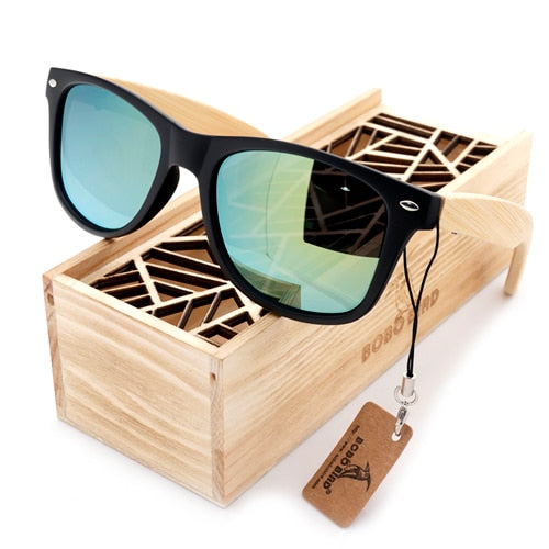 BOBO BIRD Sunglasses Women Men Summer Vintage Black Square Lady Wood Mirrored Polarized Sun glasses gafas de sol mujer