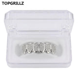 TOPGRILLZ Classic 6/6 Hip Hop/Punk Teeth Grillz Set Gold Silver Color Top & Bottom Grills Dental Mouth Caps Cosplay Party