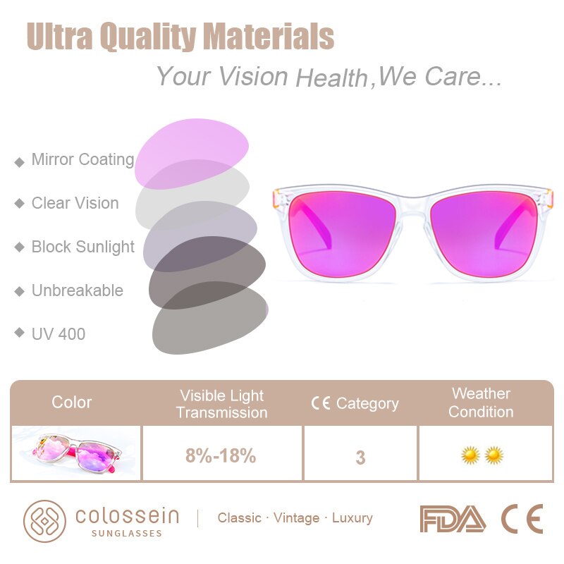 COLOSSEIN Sunglasses Women Fashion Sun Glasses Colorful Square Frame Eyewear Holiday Sports Beach Style Glasses Gafas Sol UV400