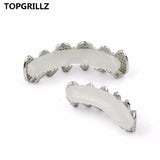 TOPGRILLZ Classic 6/6 Hip Hop/Punk Teeth Grillz Set Gold Silver Color Top & Bottom Grills Dental Mouth Caps Cosplay Party